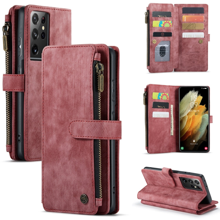 CaseMe-C30 PU + TPU Multifunctional Horizontal Flip Leather Case with Holder & Card Slot & Wallet & Zipper Pocket, For Samsung Galaxy A12, For Samsung Galaxy A52 5G / 4G, For Samsung Galaxy Note10+, For Samsung Galaxy Note20 Ultra, For Samsung Galaxy S...