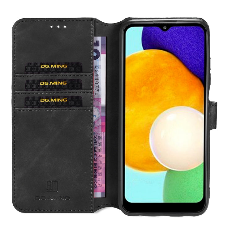 DG.MING Retro Oil Side Horizontal Flip Leather Case with Holder & Card Slots & Wallet, For Samsung Galaxy A03s 166mm
