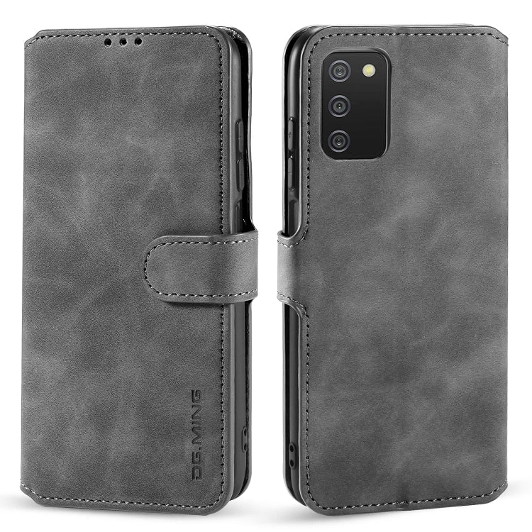 DG.MING Retro Oil Side Horizontal Flip Leather Case with Holder & Card Slots & Wallet, For Samsung Galaxy A03s 166mm
