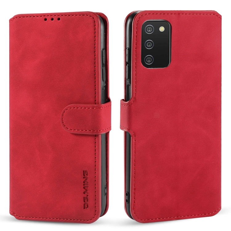 DG.MING Retro Oil Side Horizontal Flip Leather Case with Holder & Card Slots & Wallet, For Samsung Galaxy A03s 166mm