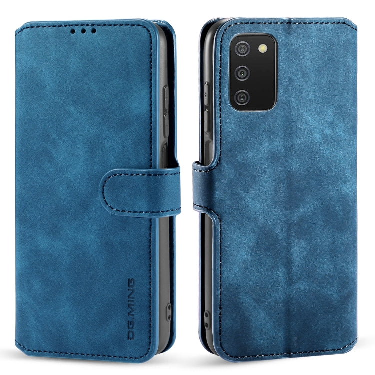 DG.MING Retro Oil Side Horizontal Flip Leather Case with Holder & Card Slots & Wallet, For Samsung Galaxy A03s 166mm