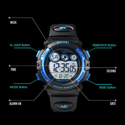 SKMEI 1451 LED Digital Stopwatch Chronograph Luminous Children Sports Electronic Watch, 1451(Transparent Sky Blue), 1451(Transparent Rose Red), 1451(White Shell Blue Circle), 1451(Yellow Shell Blue Circle), 1451(Black Shell Blue Circle)����������������...
