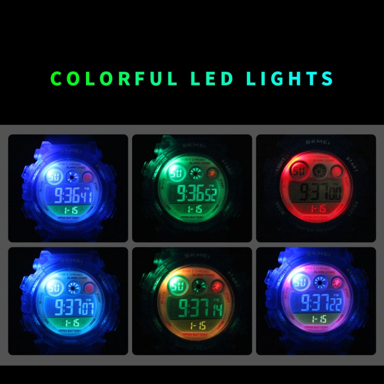 SKMEI 1451 LED Digital Stopwatch Chronograph Luminous Children Sports Electronic Watch, 1451(Transparent Sky Blue), 1451(Transparent Rose Red), 1451(White Shell Blue Circle), 1451(Yellow Shell Blue Circle), 1451(Black Shell Blue Circle)����������������...