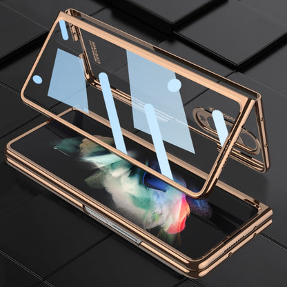 GKK Integrated Electroplating + Glass Phone Case with Pen Slot, For Samsung Galaxy Z Fold3 5G