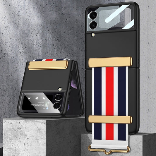 GKK Ultra-thin Full Coverage Phone Flip Case with Color Wristband, For Samsung Galaxy Z Flip3 5G