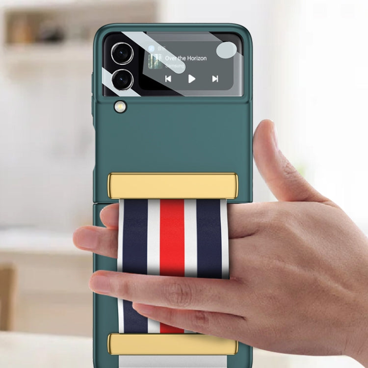 GKK Ultra-thin Full Coverage Phone Flip Case with Color Wristband, For Samsung Galaxy Z Flip3 5G