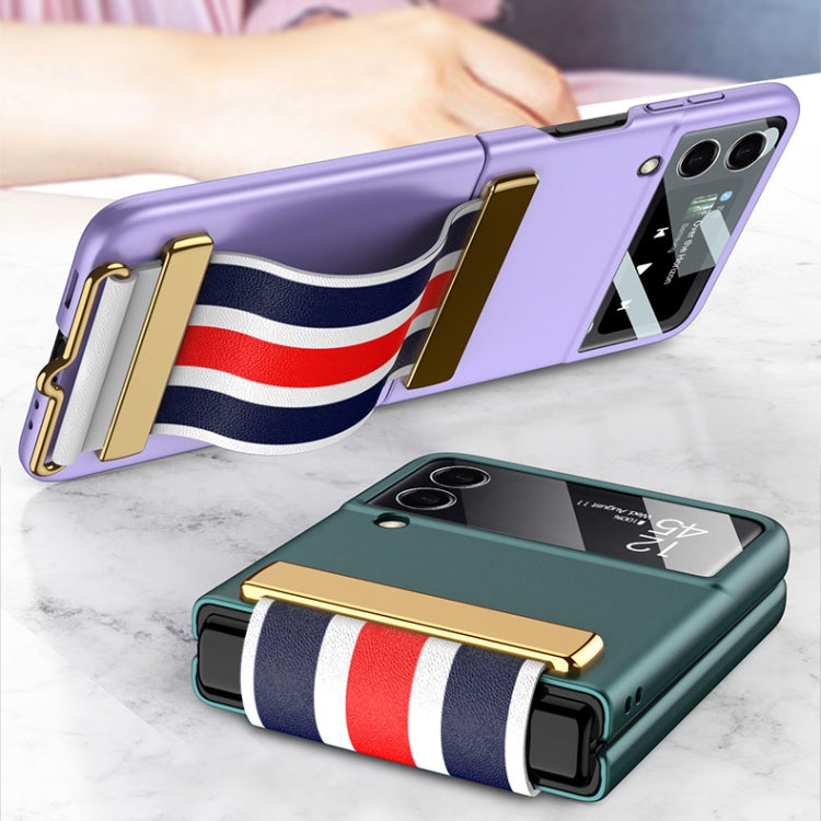 GKK Ultra-thin Full Coverage Phone Flip Case with Color Wristband, For Samsung Galaxy Z Flip3 5G