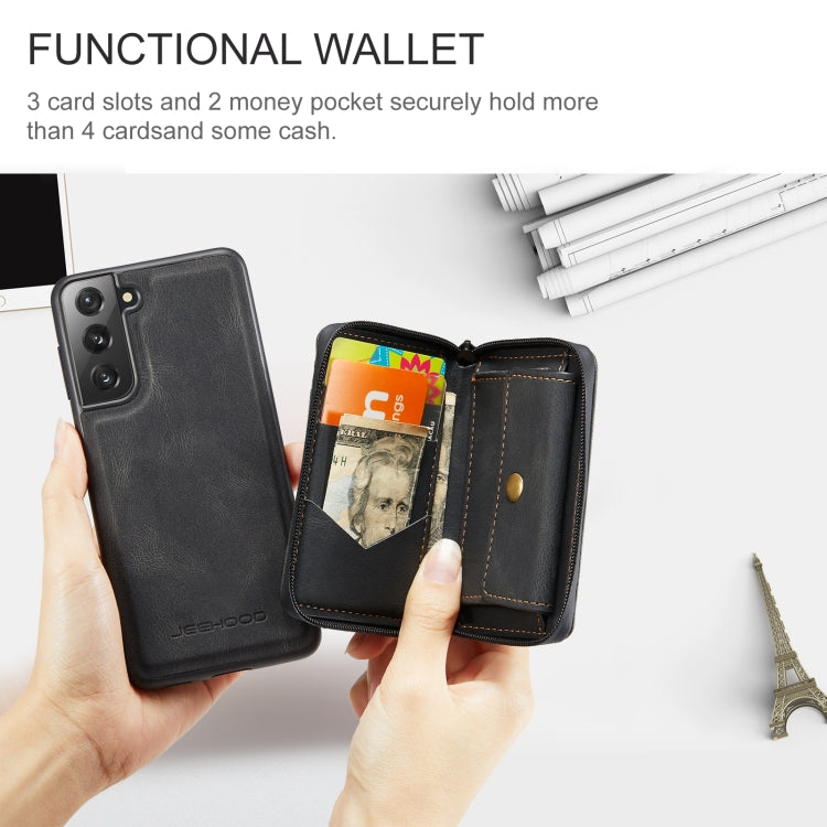 JEEHOOD Magnetic Zipper Horizontal Flip Phone Leather Case, For Samsung Galaxy S22 5G, For OnePlus Nord N200 5G, For Samsung Galaxy S22+ 5G