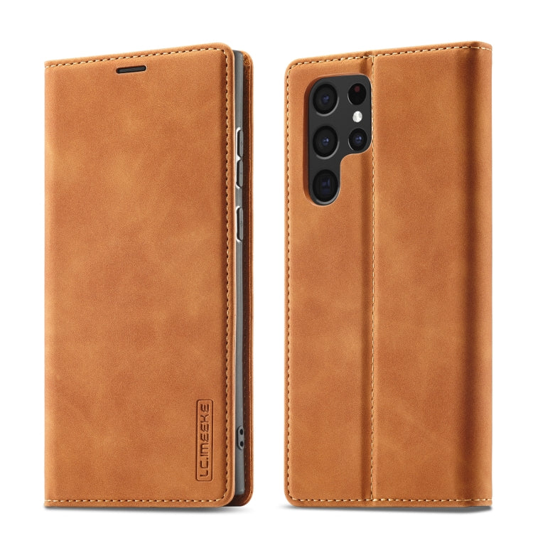 LC.IMEEKE Soft PU + TPU Magnetic Skin-friendly Feeling Leather Phone Case, For Samsung Galaxy S22 Ultra, For Samsung Galaxy S22