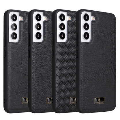 Fierre Shann Leather Texture Phone Back Cover Case, For Samsung Galaxy S22 5G, For Samsung Galaxy S22+ 5G, For Samsung Galaxy S22 Ultra 5G