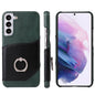Fierre Shann Oil Wax Texture Genuine Leather Back Phone Case with 360 Degree Rotation Holder & Card Slot, For Samsung Galaxy S22 Ultra 5G, For Samsung Galaxy S22+ 5G, For Samsung Galaxy S22 5G