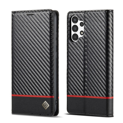 LC.IMEEKE Carbon Fiber Horizontal Flip Leather Phone Case, For Samsung Galaxy A13 4G