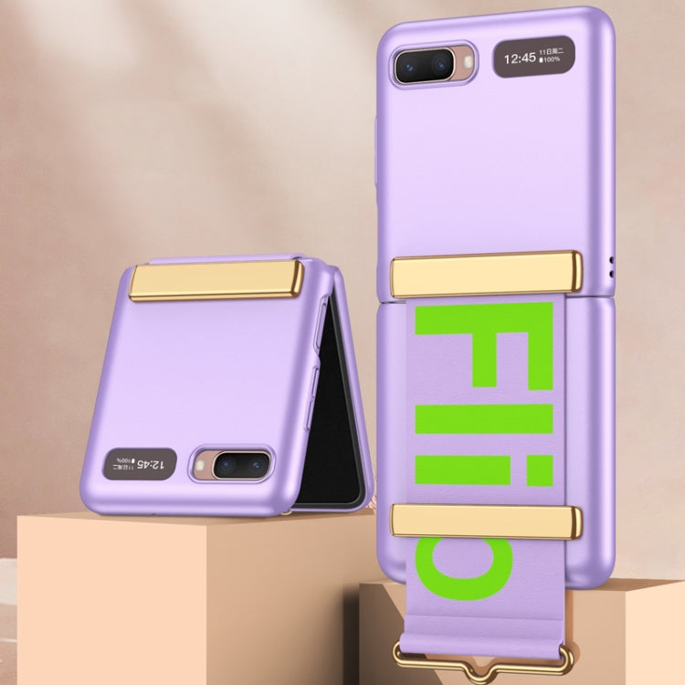 GKK Ultra-thin Full Coverage Phone Flip Case with Wristband, For Samsung Galaxy Z Flip