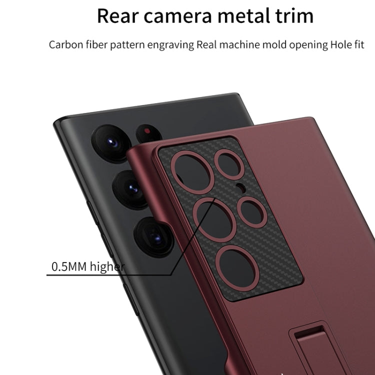 GKK Ultra-thin Shockproof Phone Case with Holder, For Samsung Galaxy S22 5G, For Samsung Galaxy S22 Ultra 5G