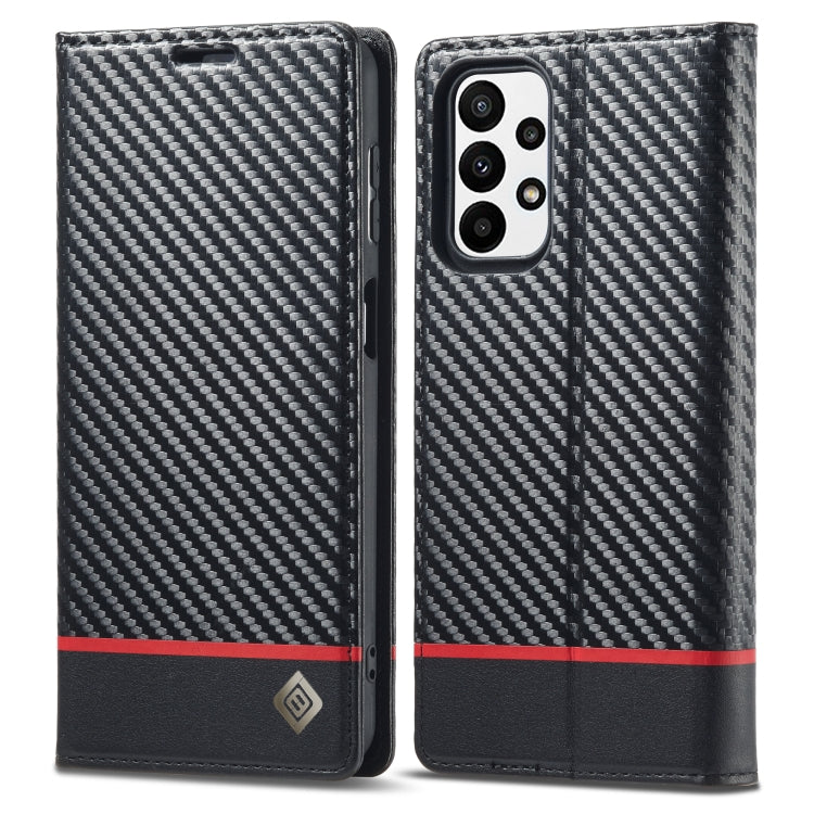 LC.IMEEKE Carbon Fiber Horizontal Flip Leather Phone Case, For Samsung Galaxy A23 5G