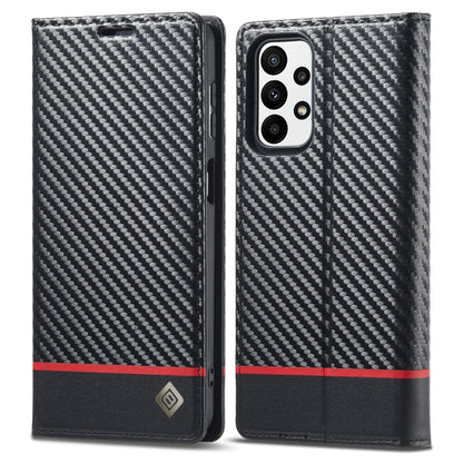 LC.IMEEKE Carbon Fiber Horizontal Flip Leather Phone Case, For Samsung Galaxy A23 5G