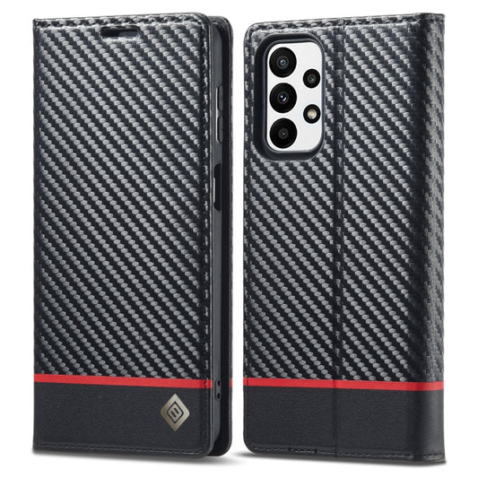 LC.IMEEKE Carbon Fiber Horizontal Flip Leather Phone Case, For Samsung Galaxy A23 5G