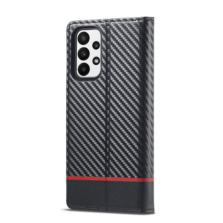 LC.IMEEKE Carbon Fiber Horizontal Flip Leather Phone Case, For Samsung Galaxy A23 5G