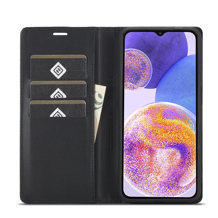 LC.IMEEKE Carbon Fiber Horizontal Flip Leather Phone Case, For Samsung Galaxy A23 5G