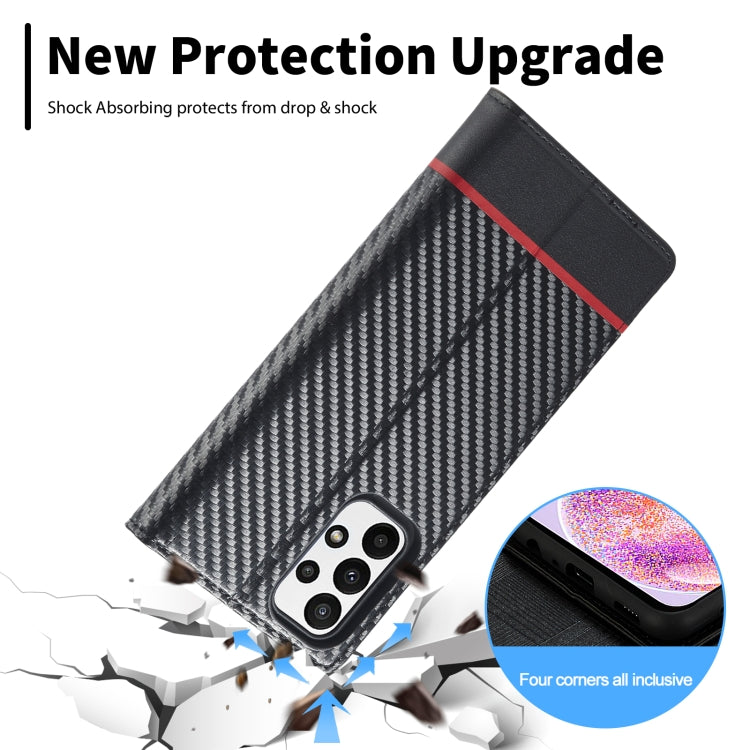 LC.IMEEKE Carbon Fiber Horizontal Flip Leather Phone Case, For Samsung Galaxy A23 5G