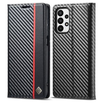 LC.IMEEKE Carbon Fiber Horizontal Flip Leather Phone Case, For Samsung Galaxy A23 5G