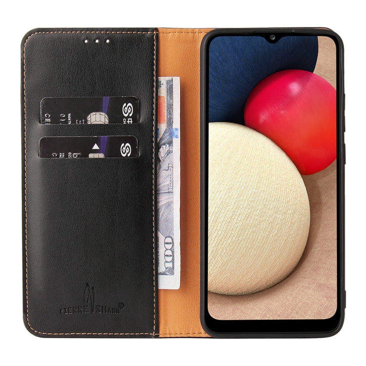 Fierre Shann PU Genuine Leather Texture Leather Phone Case, For Samsung Galaxy A02s, For Samsung Galaxy A12, For Samsung Galaxy A13 5G, For Samsung Galaxy A22 5G, For Samsung Galaxy A33 5G, For Samsung Galaxy A53 5G, For Samsung Galaxy A73 5G����������...