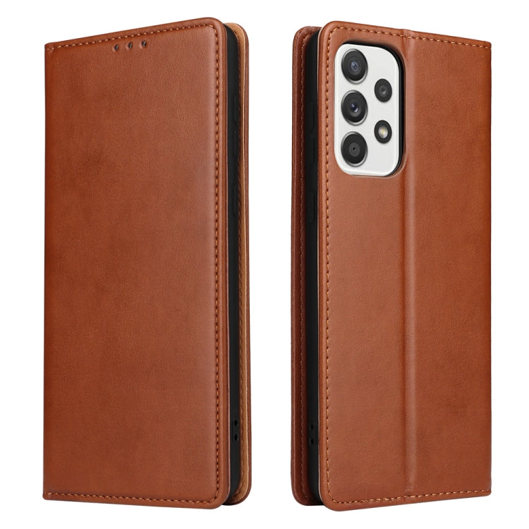 Fierre Shann PU Genuine Leather Texture Leather Phone Case, For Samsung Galaxy A02s, For Samsung Galaxy A12, For Samsung Galaxy A13 5G, For Samsung Galaxy A22 5G, For Samsung Galaxy A33 5G, For Samsung Galaxy A53 5G, For Samsung Galaxy A73 5G����������...