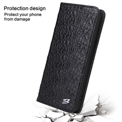 Fierre Shann Crocodile Texture Magnetic Genuine Leather Phone Case, For Samsung Galaxy S22 5G, For Samsung Galaxy S22+ 5G, For Samsung Galaxy S22 Ultra 5G
