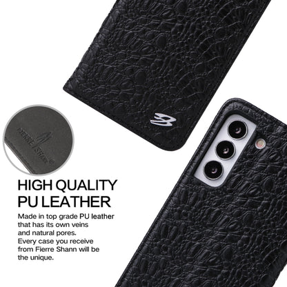 Fierre Shann Crocodile Texture Magnetic Genuine Leather Phone Case, For Samsung Galaxy S22 5G, For Samsung Galaxy S22+ 5G, For Samsung Galaxy S22 Ultra 5G