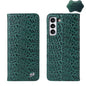 Fierre Shann Crocodile Texture Magnetic Genuine Leather Phone Case, For Samsung Galaxy S22 5G, For Samsung Galaxy S22+ 5G, For Samsung Galaxy S22 Ultra 5G