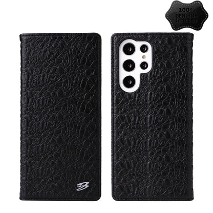 Fierre Shann Crocodile Texture Magnetic Genuine Leather Phone Case, For Samsung Galaxy S22 5G, For Samsung Galaxy S22+ 5G, For Samsung Galaxy S22 Ultra 5G