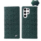Fierre Shann Crocodile Texture Magnetic Genuine Leather Phone Case, For Samsung Galaxy S22 5G, For Samsung Galaxy S22+ 5G, For Samsung Galaxy S22 Ultra 5G