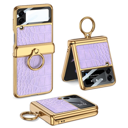 GKK Integrated Plating + Leather Flip Phone Case, For Samsung Galaxy Z Flip3 5G
