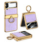 GKK Integrated Plating + Leather Flip Phone Case, For Samsung Galaxy Z Flip3 5G
