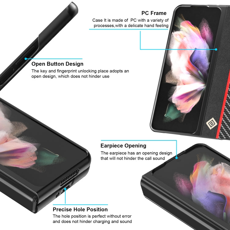 LC.IMEEKE Carbon Fiber Horizontal Flip Leather Phone Case, For Samsung Galaxy Z Flip4 5G, For Samsung Galaxy Z Fold4 5G