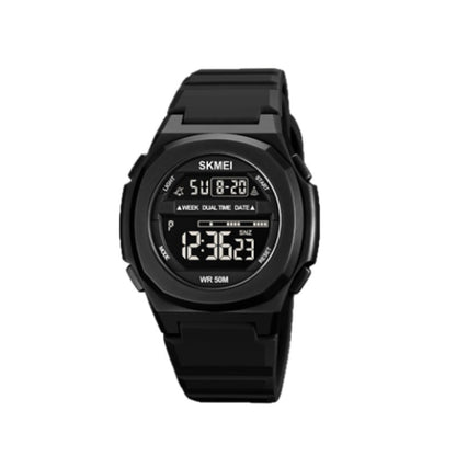 SKMEI 1821 Stainless Steel Buckle Silicone Strap Electronic Watch