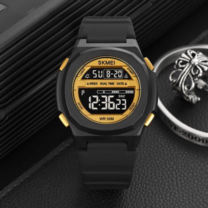 SKMEI 1821 Stainless Steel Buckle Silicone Strap Electronic Watch