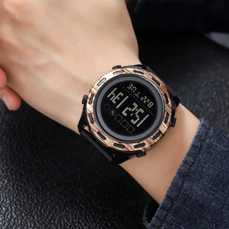 SKMEI 1872 Stainless Steel Buckle PU Strap Waterproof Electronic Watch, White, Black
