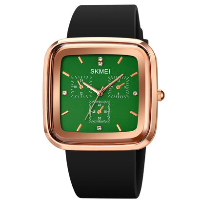 SKMEI 1902 Stainless Steel Buckle Silicone Strap Waterproof Quartz Watch