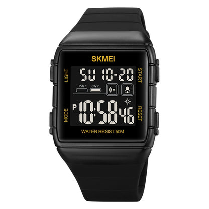 SKMEI 1960 Stainless Steel Buckle Silicone Strap Waterproof Electronic Watch, 1960 Light Grey, 1960 Black Gold, 1960 Black and White Machine, 1960 Black and Black Machine, 1960 Blue