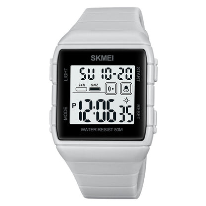 SKMEI 1960 Stainless Steel Buckle Silicone Strap Waterproof Electronic Watch, 1960 Light Grey, 1960 Black Gold, 1960 Black and White Machine, 1960 Black and Black Machine, 1960 Blue