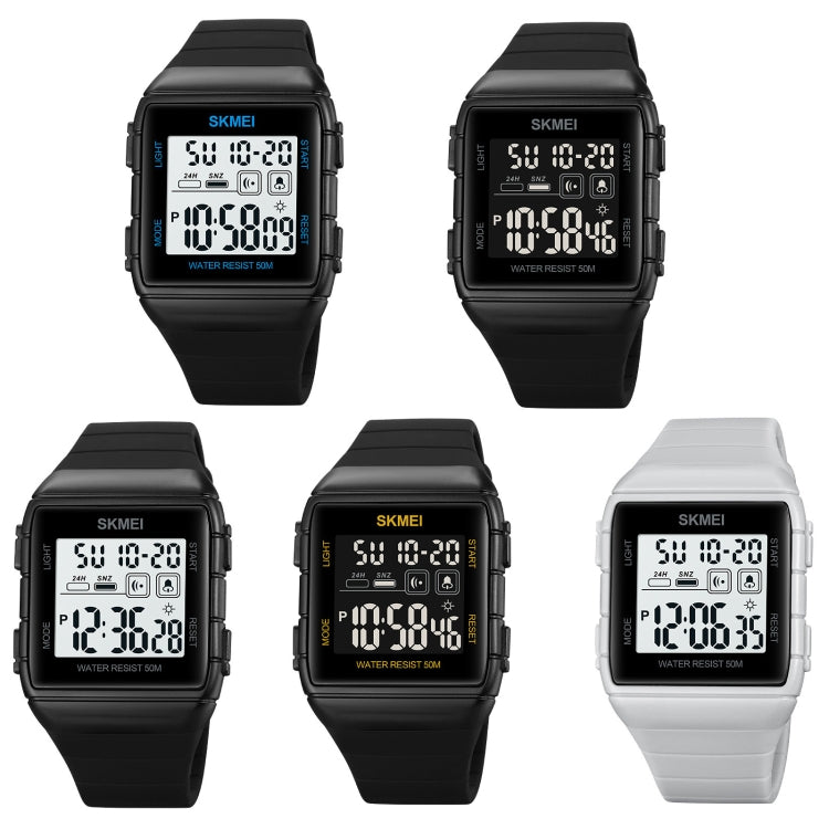 SKMEI 1960 Stainless Steel Buckle Silicone Strap Waterproof Electronic Watch, 1960 Light Grey, 1960 Black Gold, 1960 Black and White Machine, 1960 Black and Black Machine, 1960 Blue