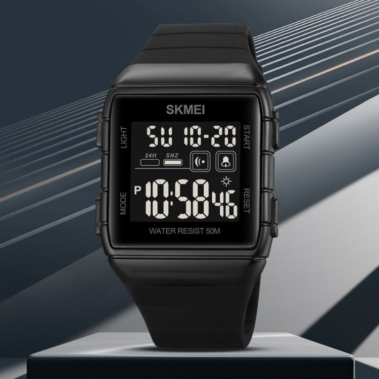 SKMEI 1960 Stainless Steel Buckle Silicone Strap Waterproof Electronic Watch, 1960 Light Grey, 1960 Black Gold, 1960 Black and White Machine, 1960 Black and Black Machine, 1960 Blue