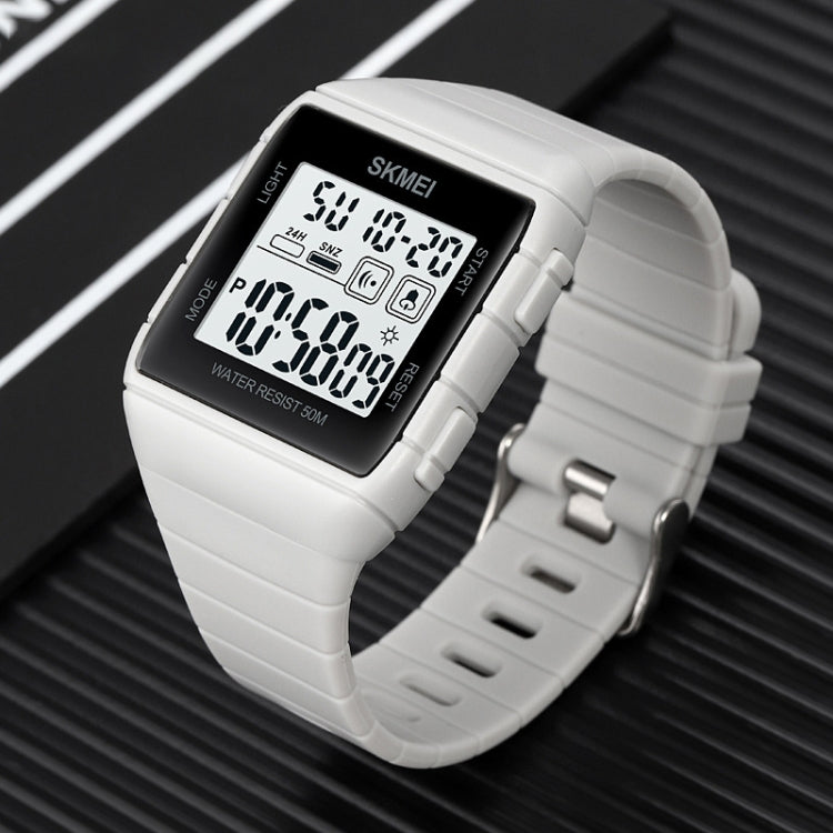 SKMEI 1960 Stainless Steel Buckle Silicone Strap Waterproof Electronic Watch, 1960 Light Grey, 1960 Black Gold, 1960 Black and White Machine, 1960 Black and Black Machine, 1960 Blue