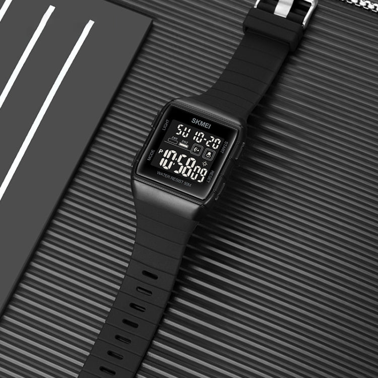 SKMEI 1960 Stainless Steel Buckle Silicone Strap Waterproof Electronic Watch, 1960 Light Grey, 1960 Black Gold, 1960 Black and White Machine, 1960 Black and Black Machine, 1960 Blue