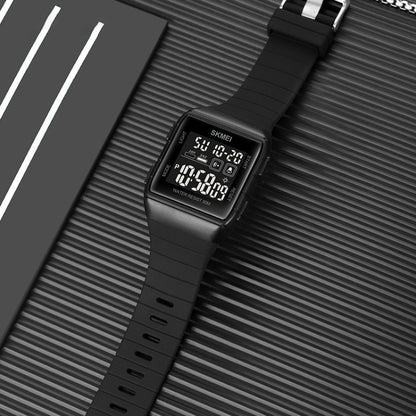 SKMEI 1960 Stainless Steel Buckle Silicone Strap Waterproof Electronic Watch, 1960 Light Grey, 1960 Black Gold, 1960 Black and White Machine, 1960 Black and Black Machine, 1960 Blue