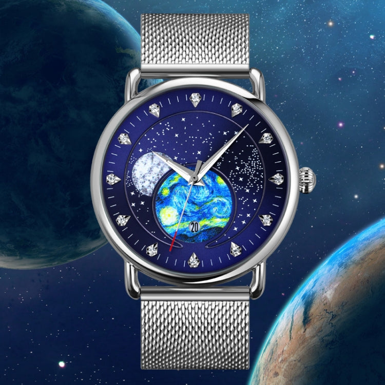 SKMEI 9283 Stainless Steel Buckle Glass Mirror Waterproof Quartz Watch, Steel Belt, Leather Belt