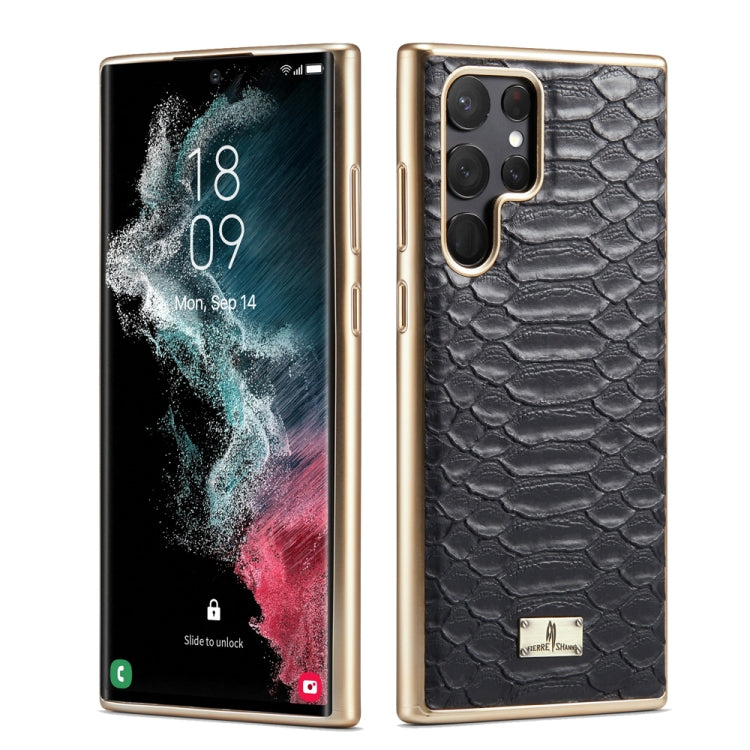 Fierre Shann Python Texture Electroplating PU Phone Case, For Samsung Galaxy S22 5G, For Samsung Galaxy S22+ 5G, For Samsung Galaxy S22 Ultra 5G