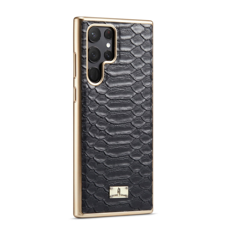 Fierre Shann Python Texture Electroplating PU Phone Case, For Samsung Galaxy S22 5G, For Samsung Galaxy S22+ 5G, For Samsung Galaxy S22 Ultra 5G