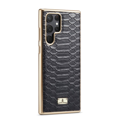 Fierre Shann Python Texture Electroplating PU Phone Case, For Samsung Galaxy S22 5G, For Samsung Galaxy S22+ 5G, For Samsung Galaxy S22 Ultra 5G